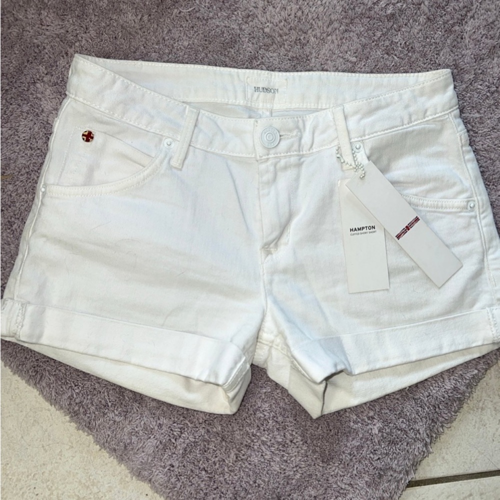 HUDSON WHITE CUFFED HAMPTON SHORTS SZ 25